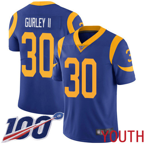 Los Angeles Rams Limited Royal Blue Youth Todd Gurley Alternate Jersey NFL Football 30 100th Season Vapor Untouchable